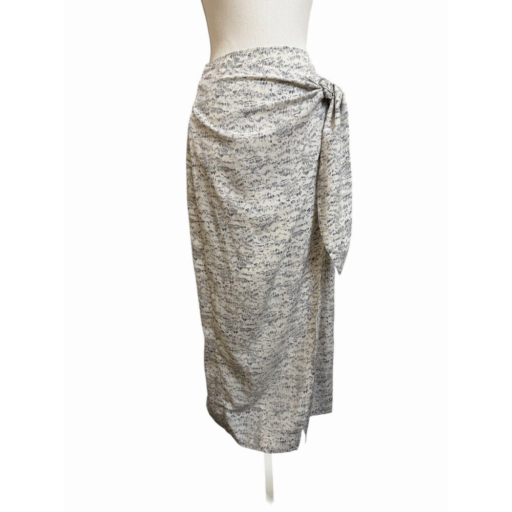 Entro Women's M Wrap Maxi Skirt Side Tie White & Gray Abstract Print